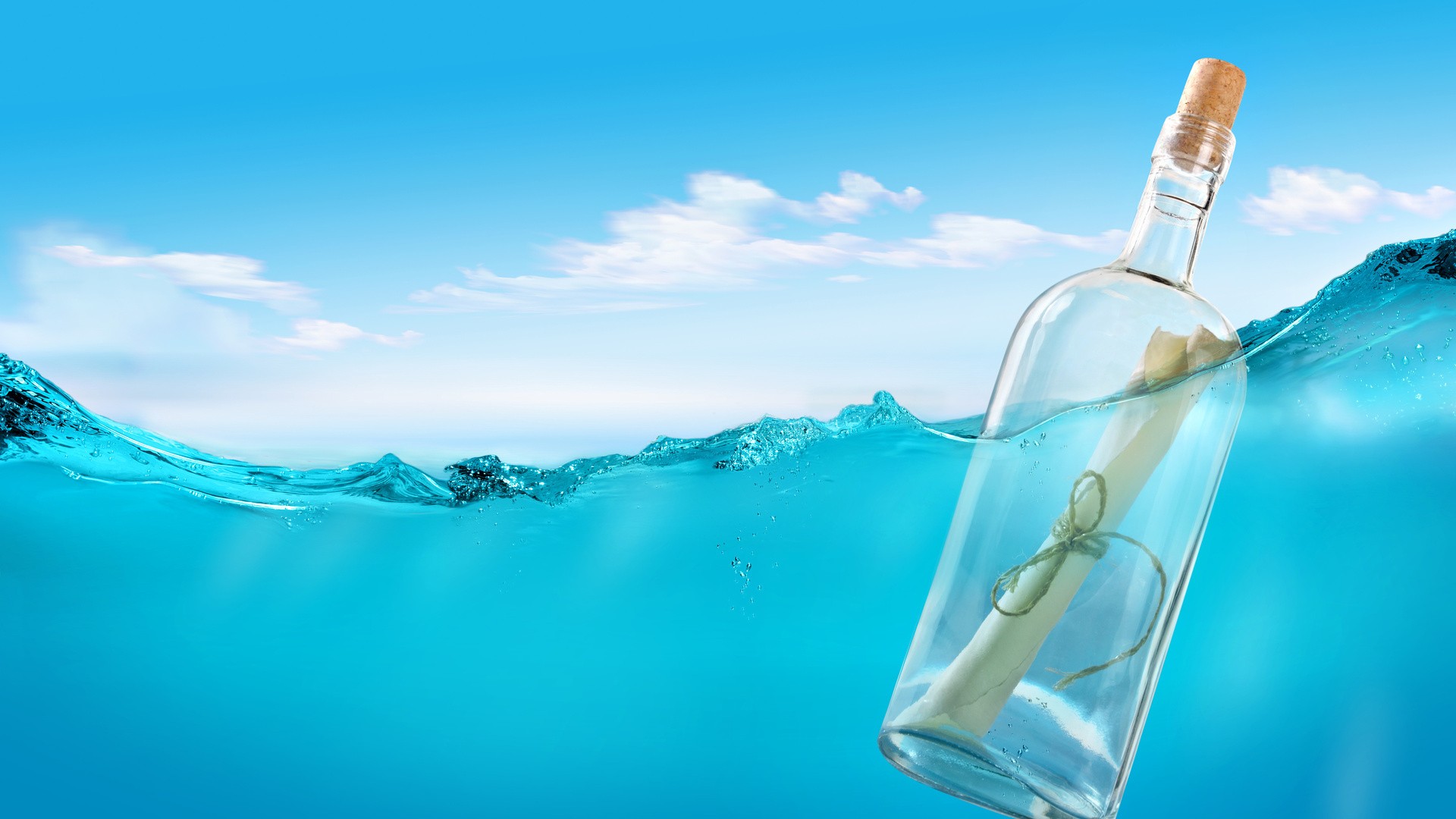 Bottle Letter Floating Wallpaper | Download cool HD wallpapers here.